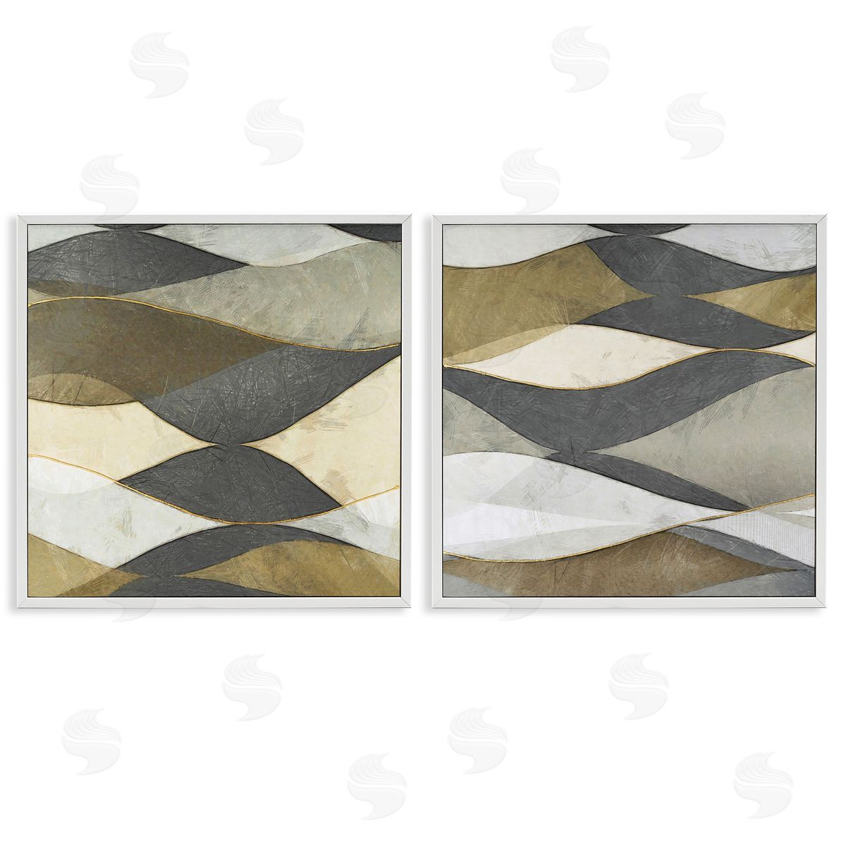 Alonzo Saunders Contemporary Layered Waves White Framed Giclee Wall Art Print