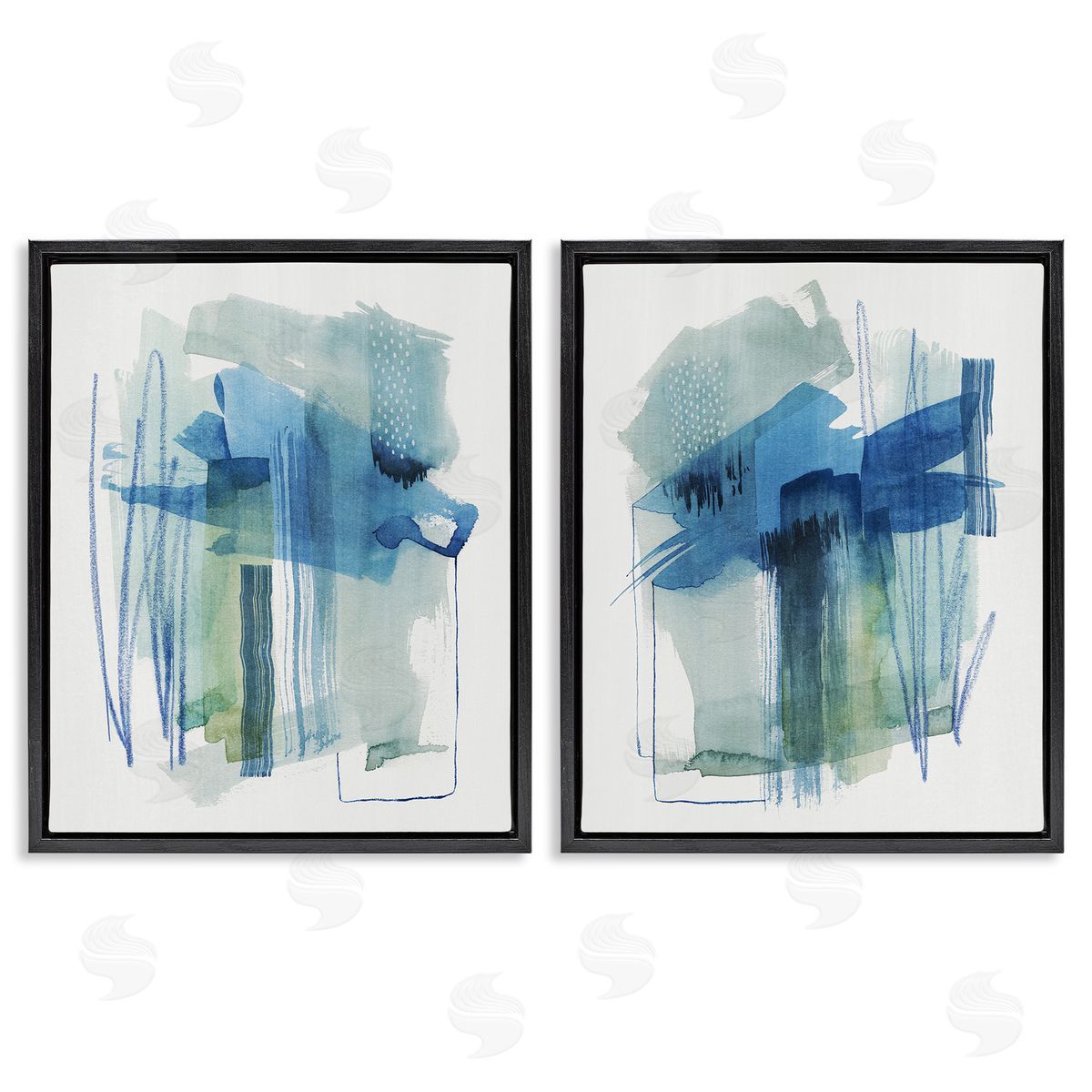 Grace Popp Chaotic Brushed Watercolor Black Floating Frame Canvas Wall Art Print