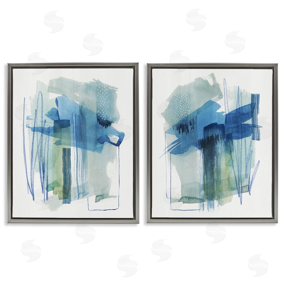 Grace Popp Chaotic Brushed Watercolor Gray Floating Frame Canvas Wall Art Print