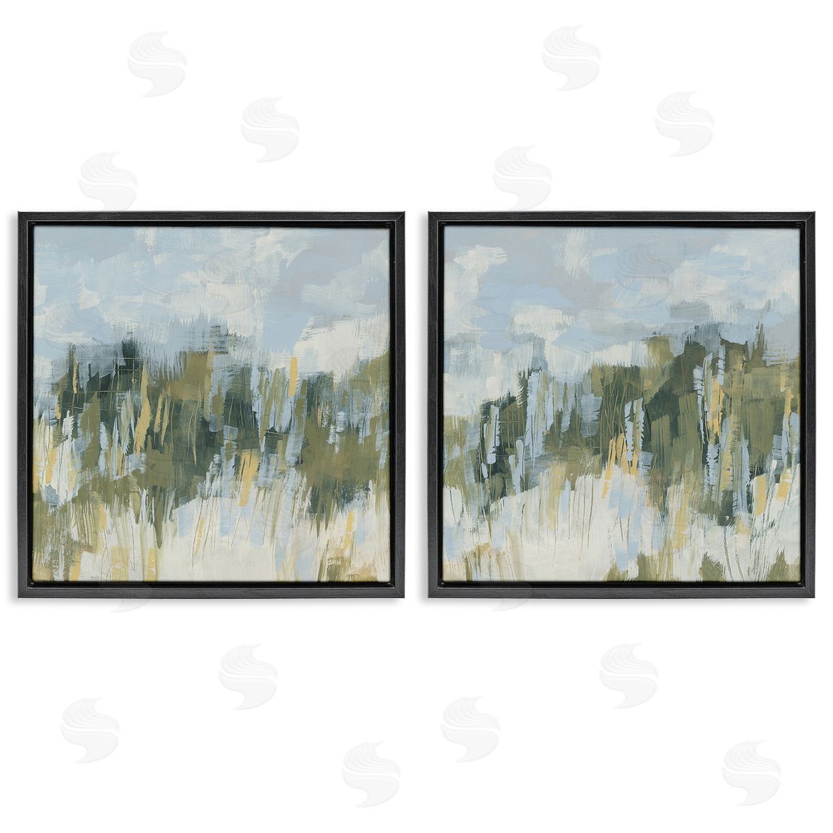 June Erica Vess Abstract Brushed Landscape Black Floating Frame Canvas Wall Art Print