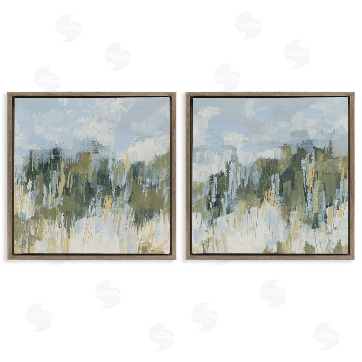 June Erica Vess Abstract Brushed Landscape Brown Floating Frame Canvas Wall Art Print