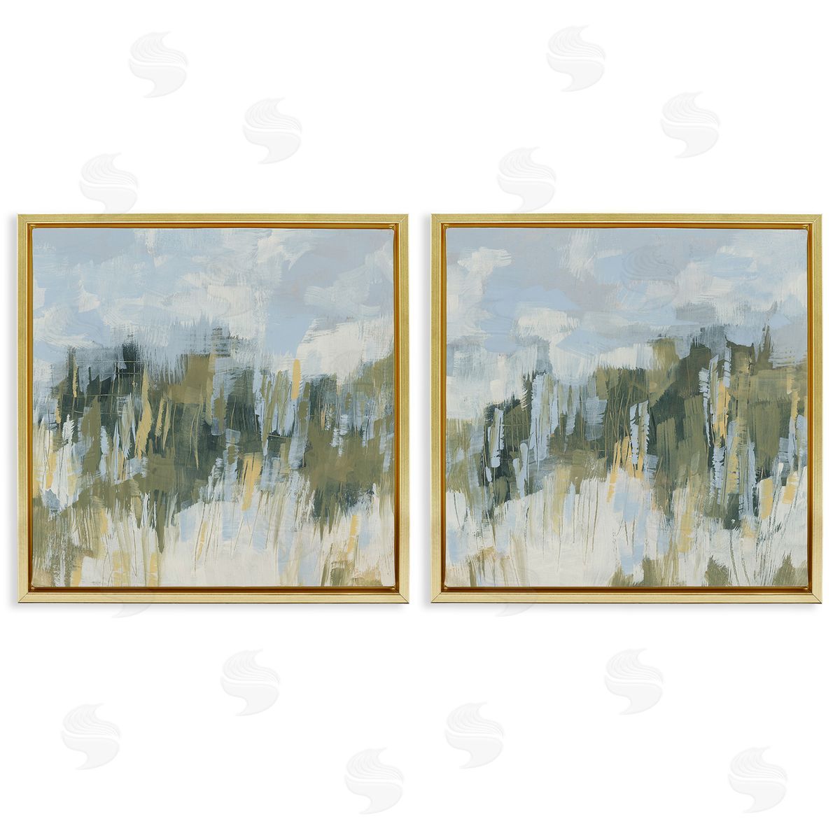 June Erica Vess Abstract Brushed Landscape Gold Floating Frame Canvas Wall Art Print