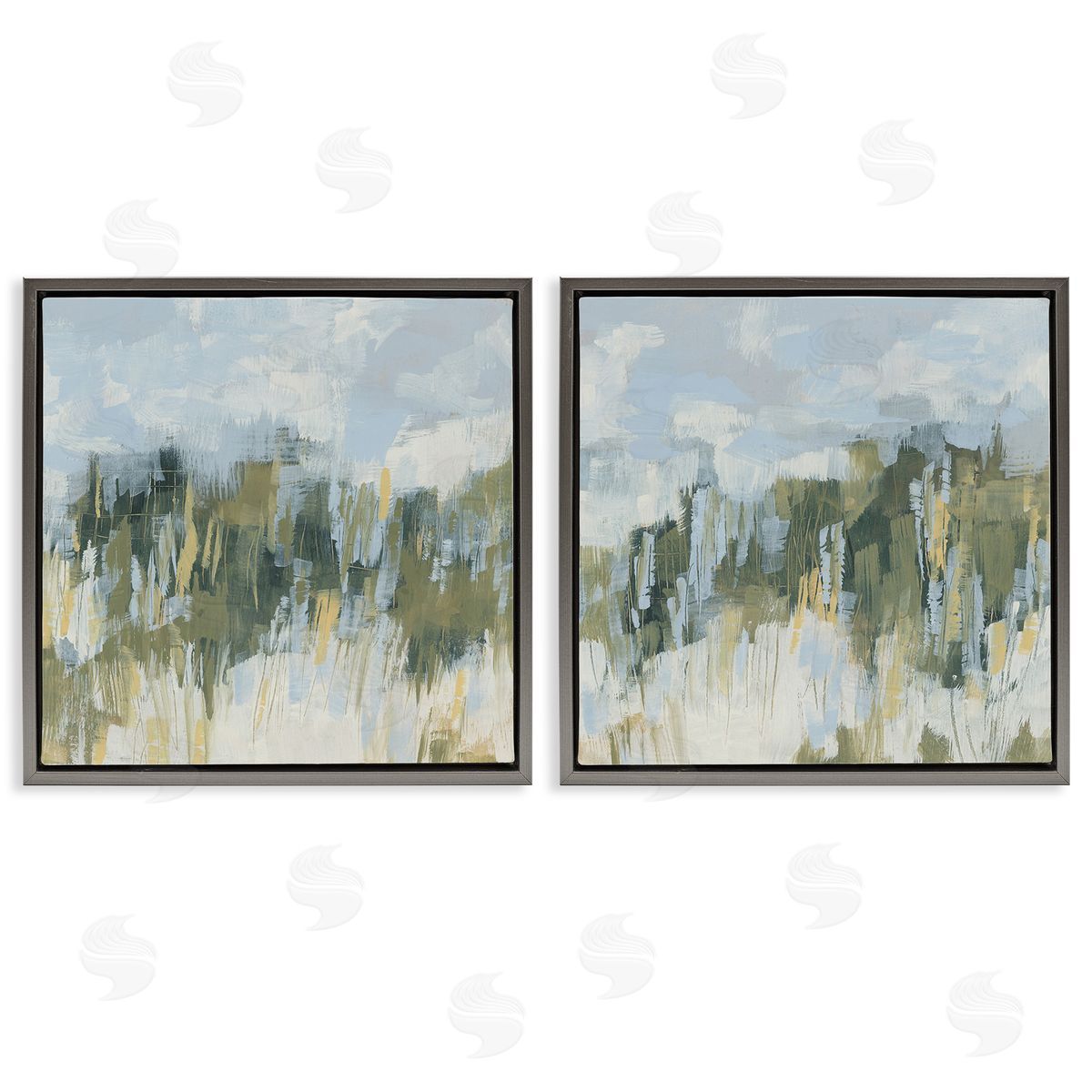 June Erica Vess Abstract Brushed Landscape Gray Floating Frame Canvas Wall Art Print