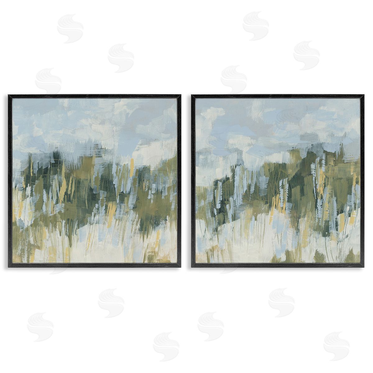 June Erica Vess Abstract Brushed Landscape Black Framed Giclee Wall Art Print