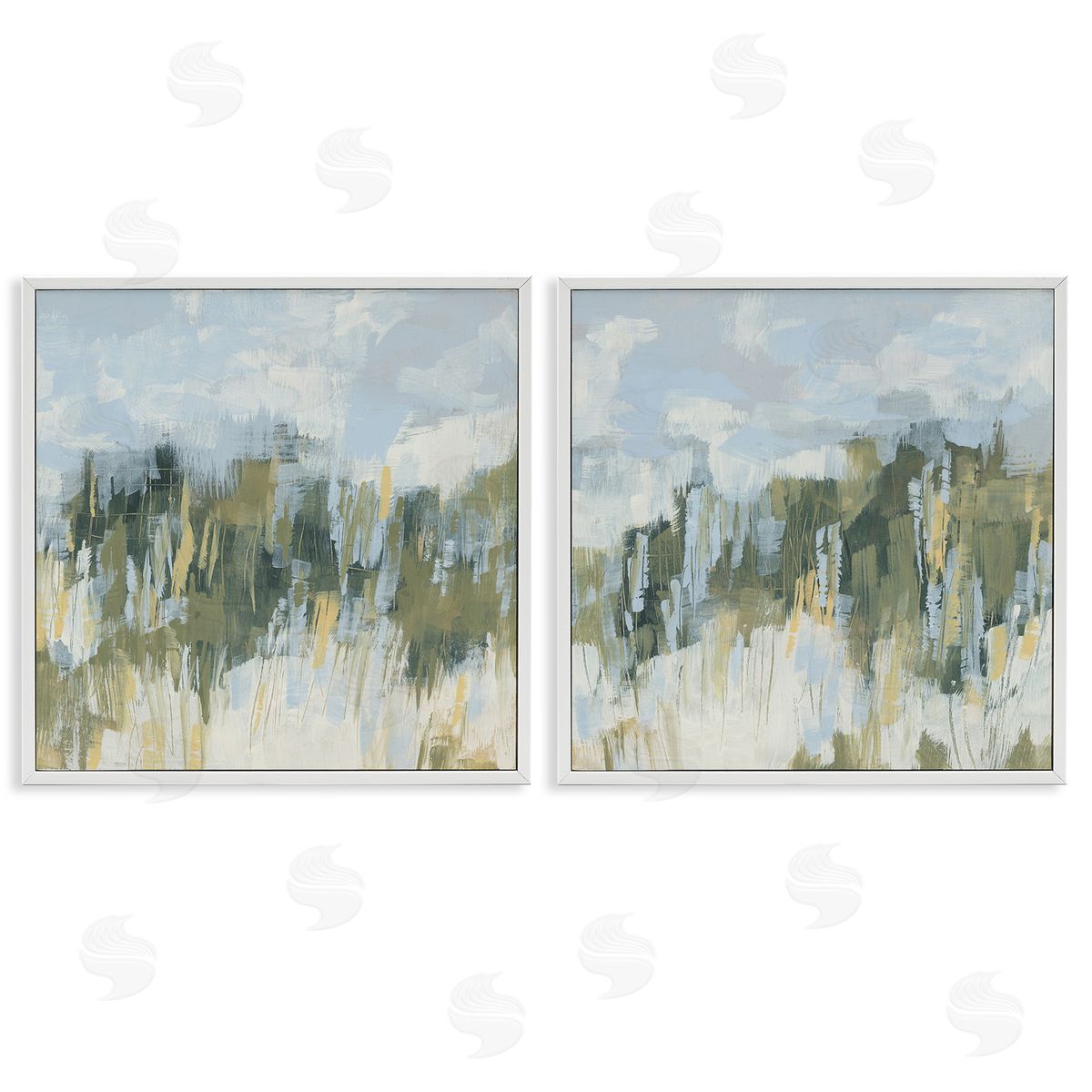 June Erica Vess Abstract Brushed Landscape White Framed Giclee Wall Art Print