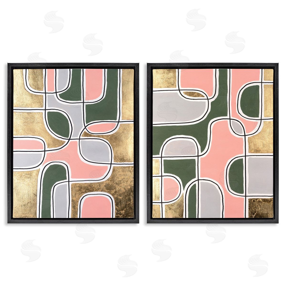 Michael Willett Overlapping Shapes on Glam Black Floating Frame Canvas Wall Art Print