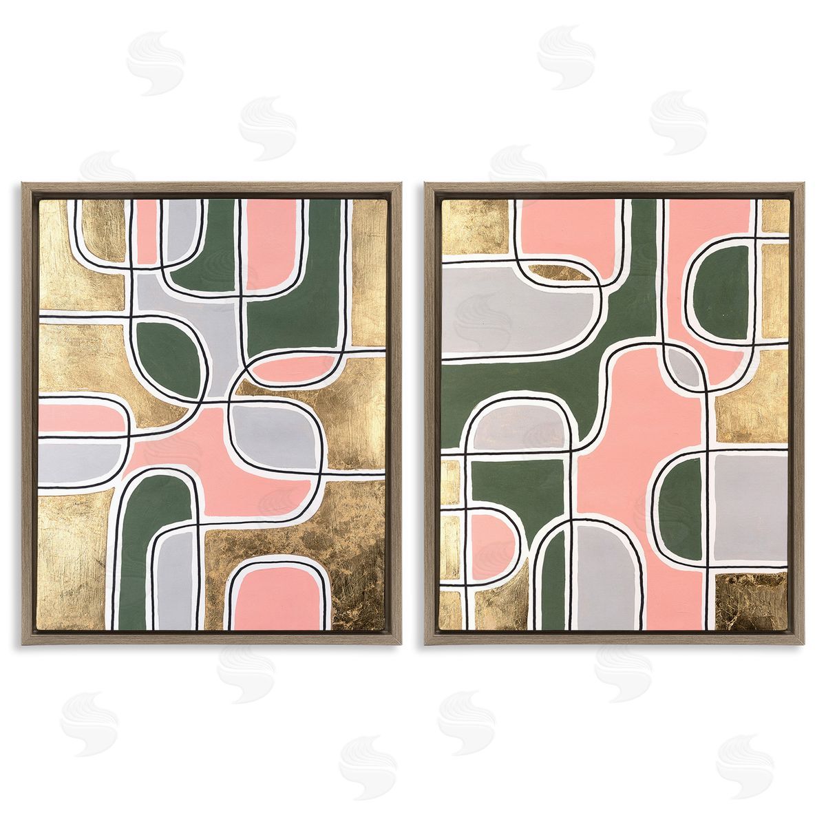Michael Willett Overlapping Shapes on Glam Brown Floating Frame Canvas Wall Art Print