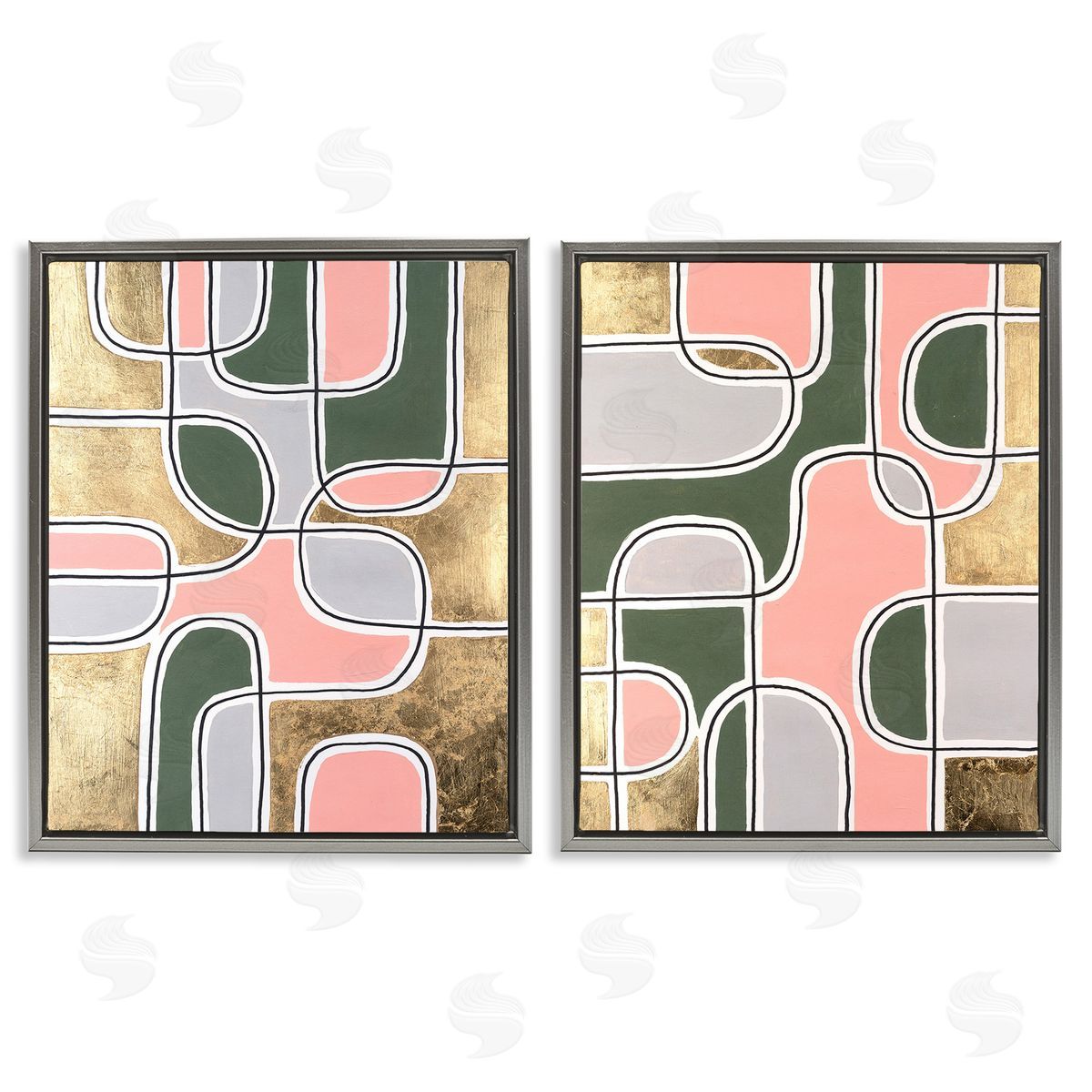 Michael Willett Overlapping Shapes on Glam Gray Floating Frame Canvas Wall Art Print