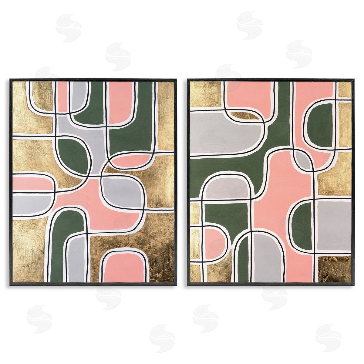 Michael Willett Overlapping Shapes on Glam Black Framed Giclee Wall Art Print