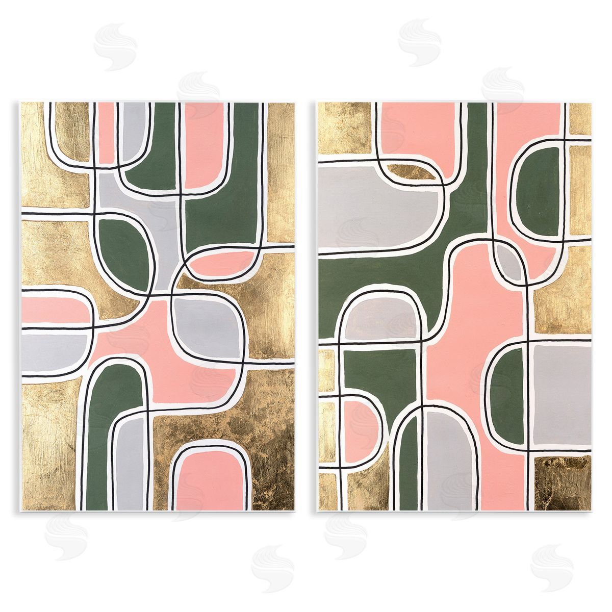 Michael Willett Overlapping Shapes on Glam Wooden Wall Plaque Art Print