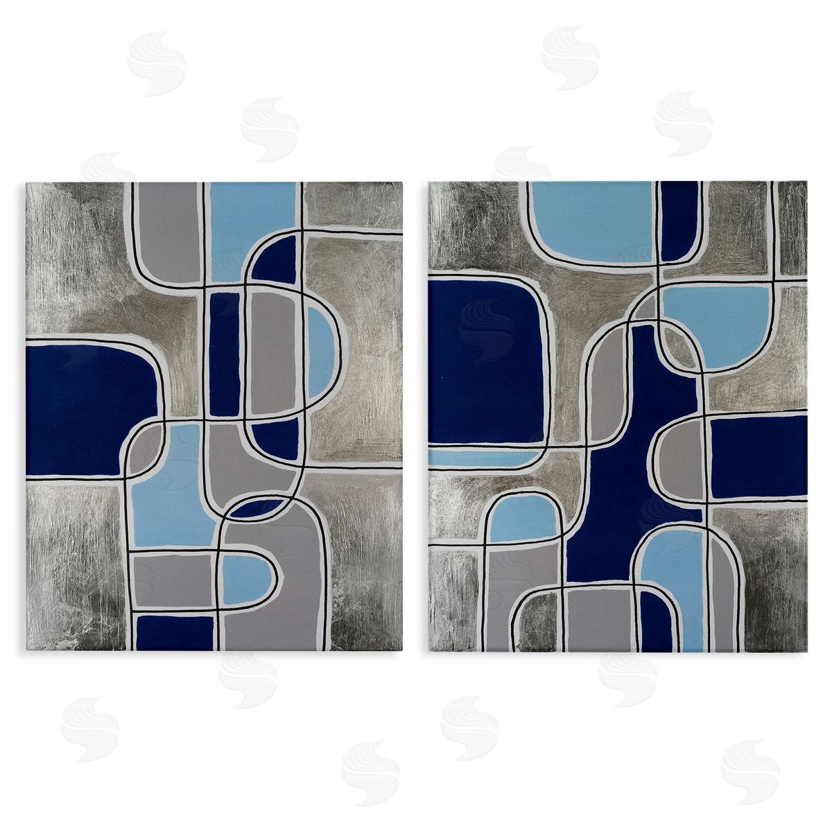 Michael Willett Blue & Grey Geometrics Canvas Wall Art Print