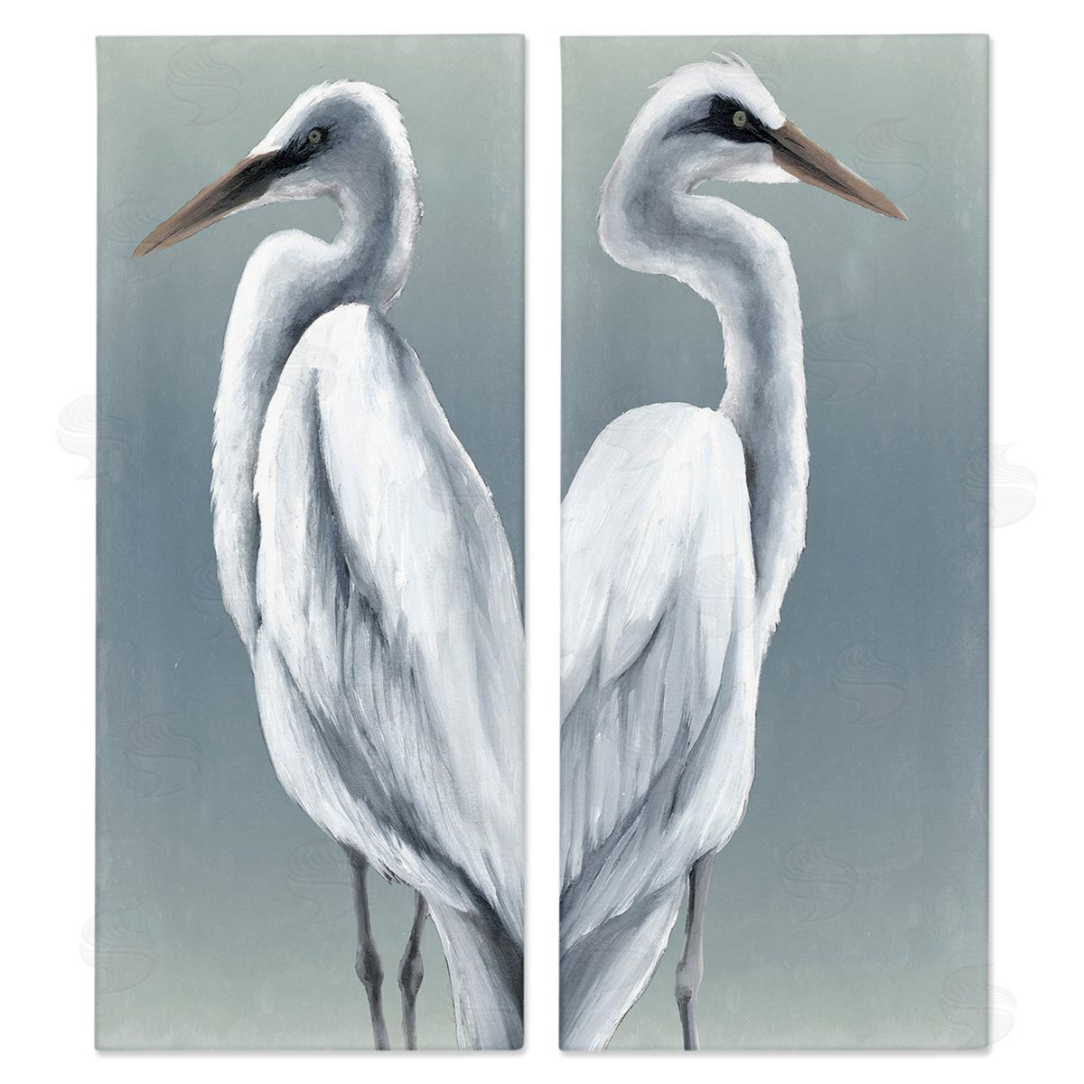 Grace Popp Nautical Egret Portraits Canvas Wall Art Print