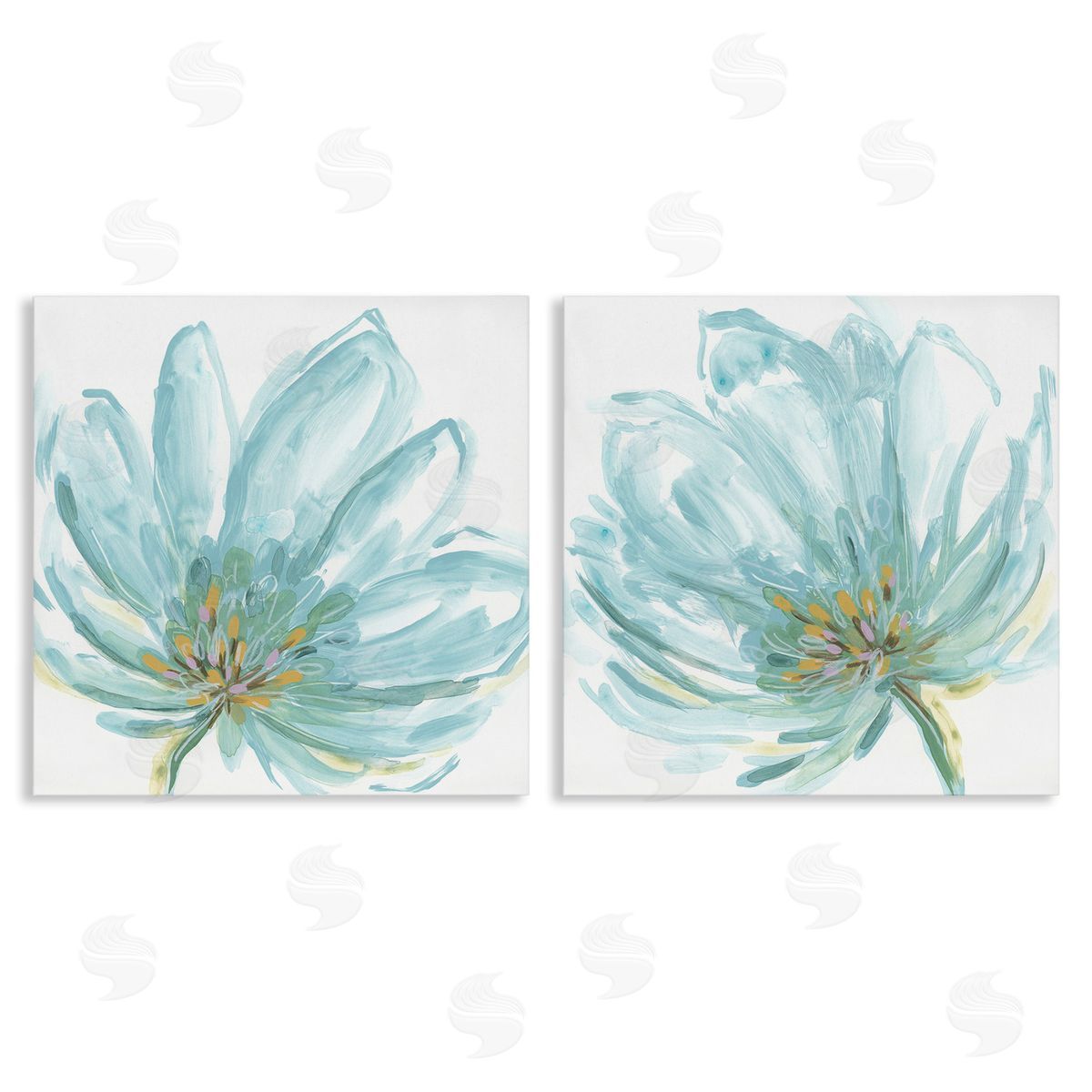 June Erica Vess Blue Blossoms on White Canvas Wall Art Print