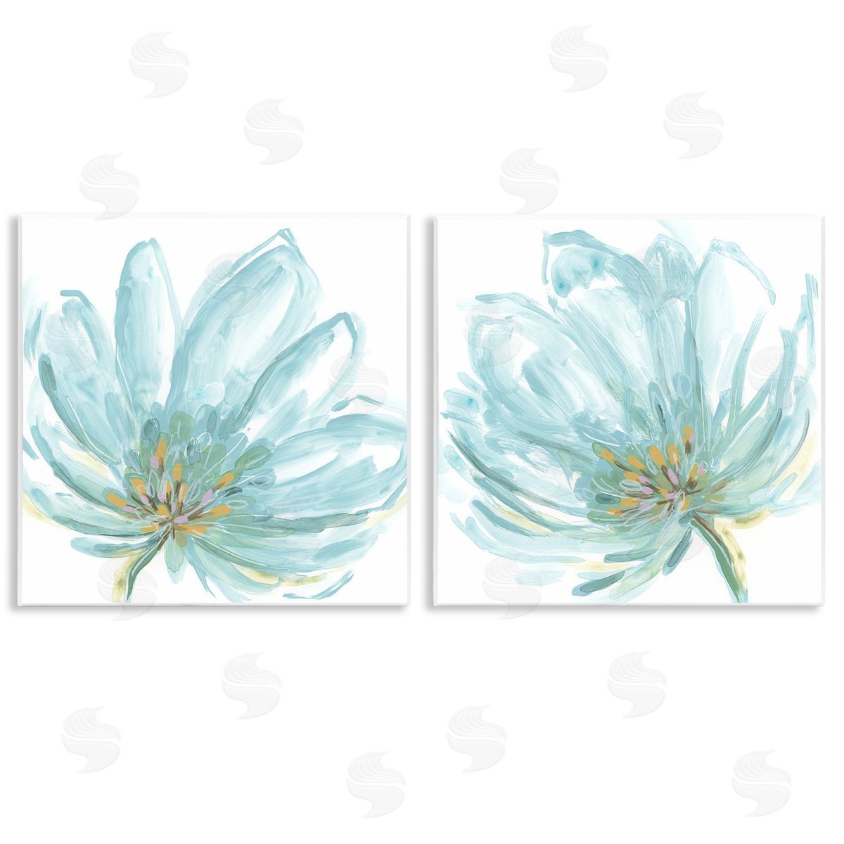June Erica Vess Blue Blossoms on White Wooden Wall Plaque Art Print