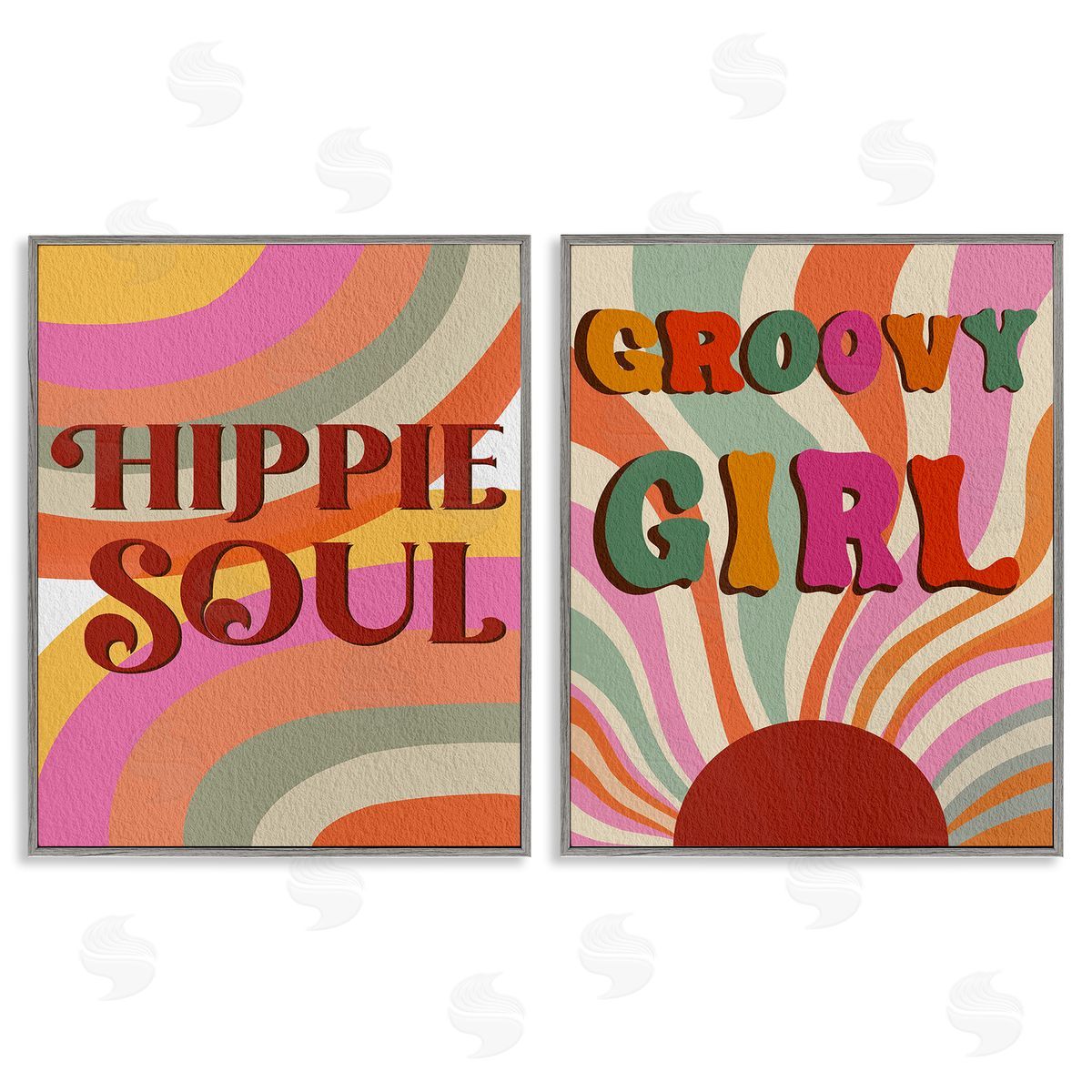 Regina Moore Groovy Striped Phrases Gray Framed Giclee Wall Art Print