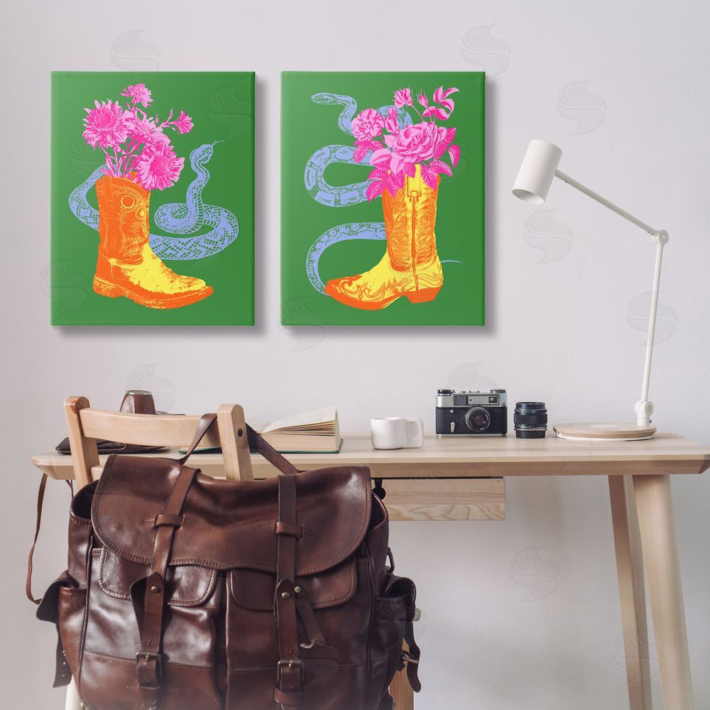 Victoria Barnes Cowgirl Bouquets & Snakes Canvas Wall Art Print in Room