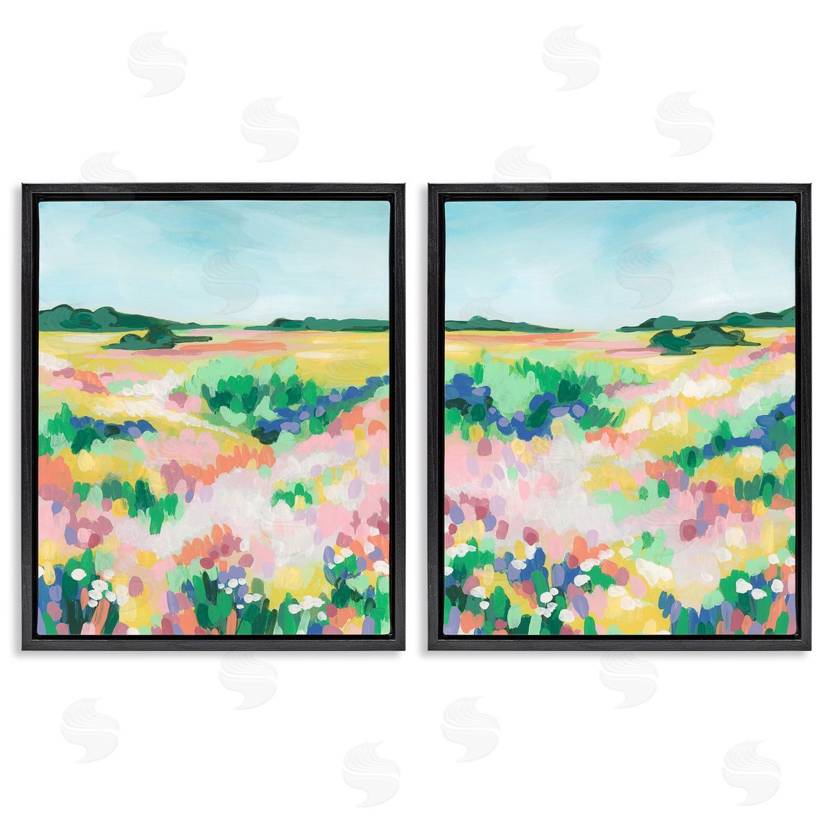 June Erica Vess Modern Country Meadow Black Floating Frame Canvas Wall Art Print