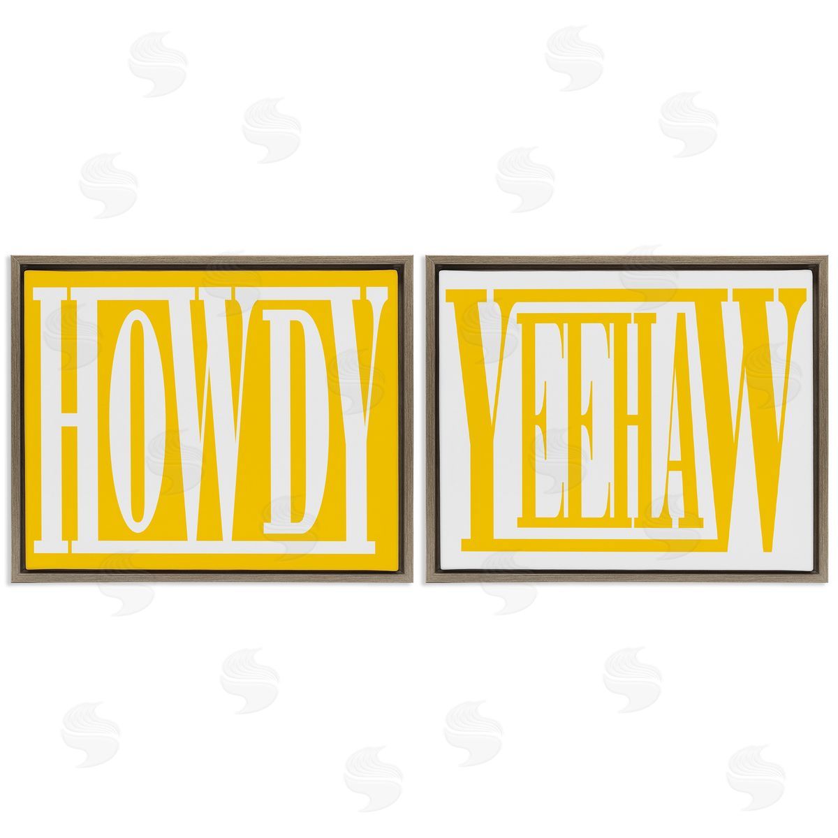 Grace Popp Yellow Howdy & Yeehaw Brown Floating Frame Canvas Wall Art Print