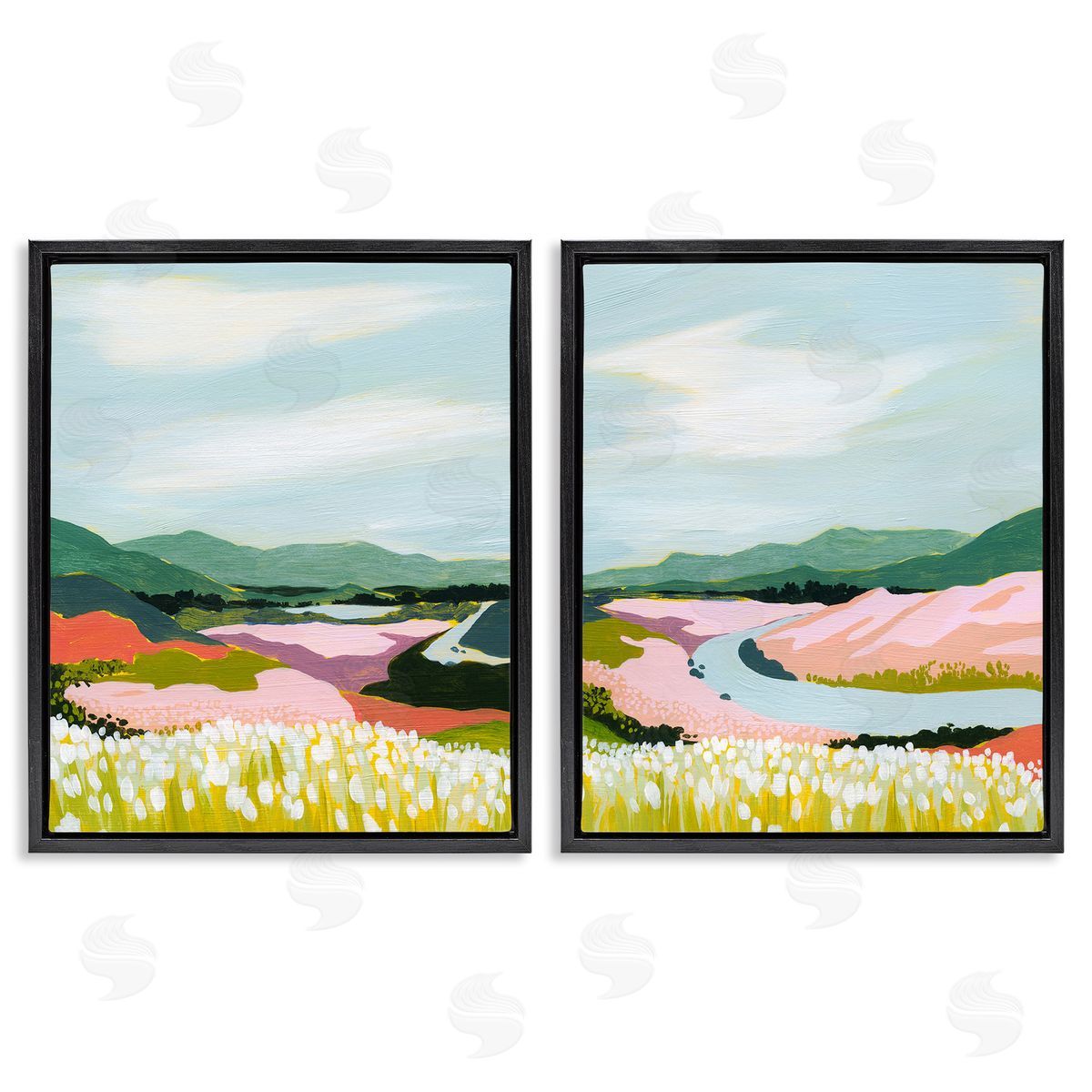 Grace Popp Mountain Valley Meadow Black Floating Frame Canvas Wall Art Print