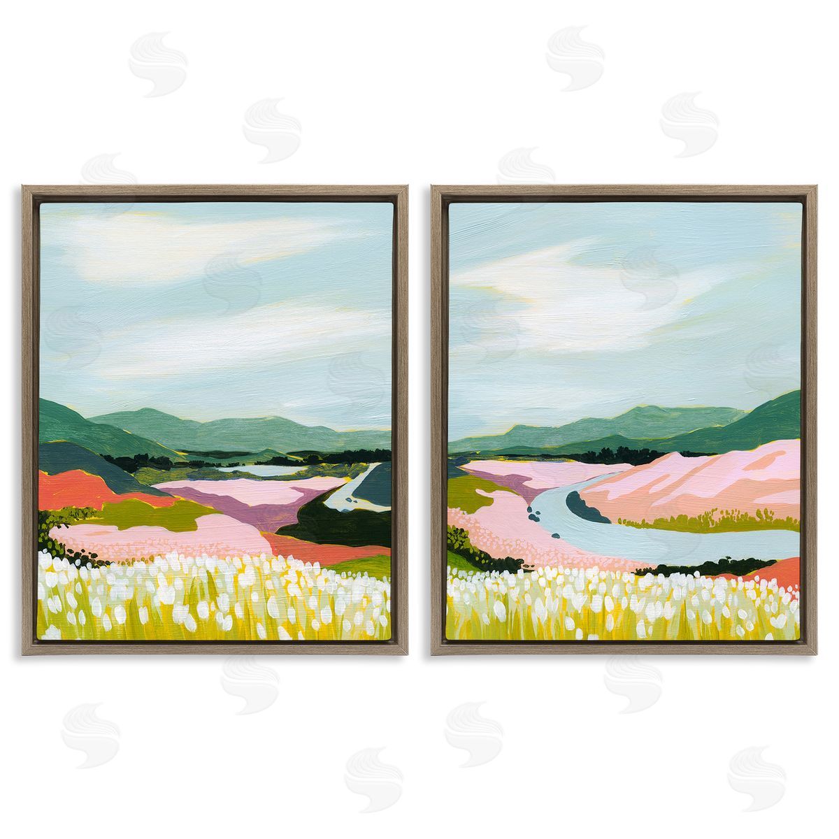 Grace Popp Mountain Valley Meadow Brown Floating Frame Canvas Wall Art Print