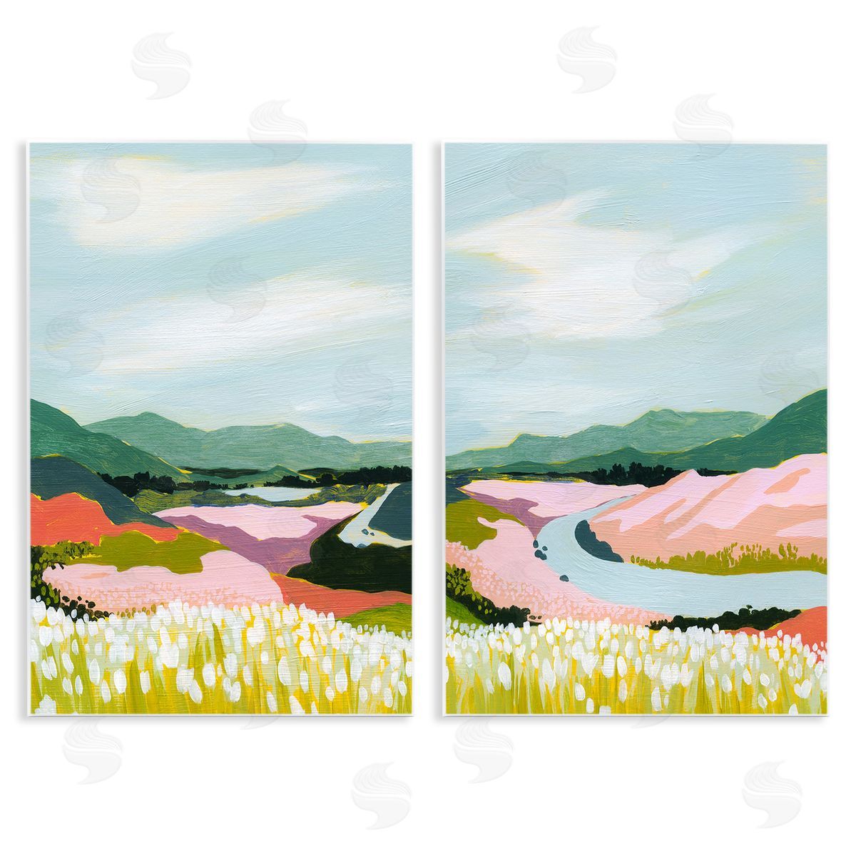 Grace Popp Mountain Valley Meadow Wooden Wall Plaque Art Print
