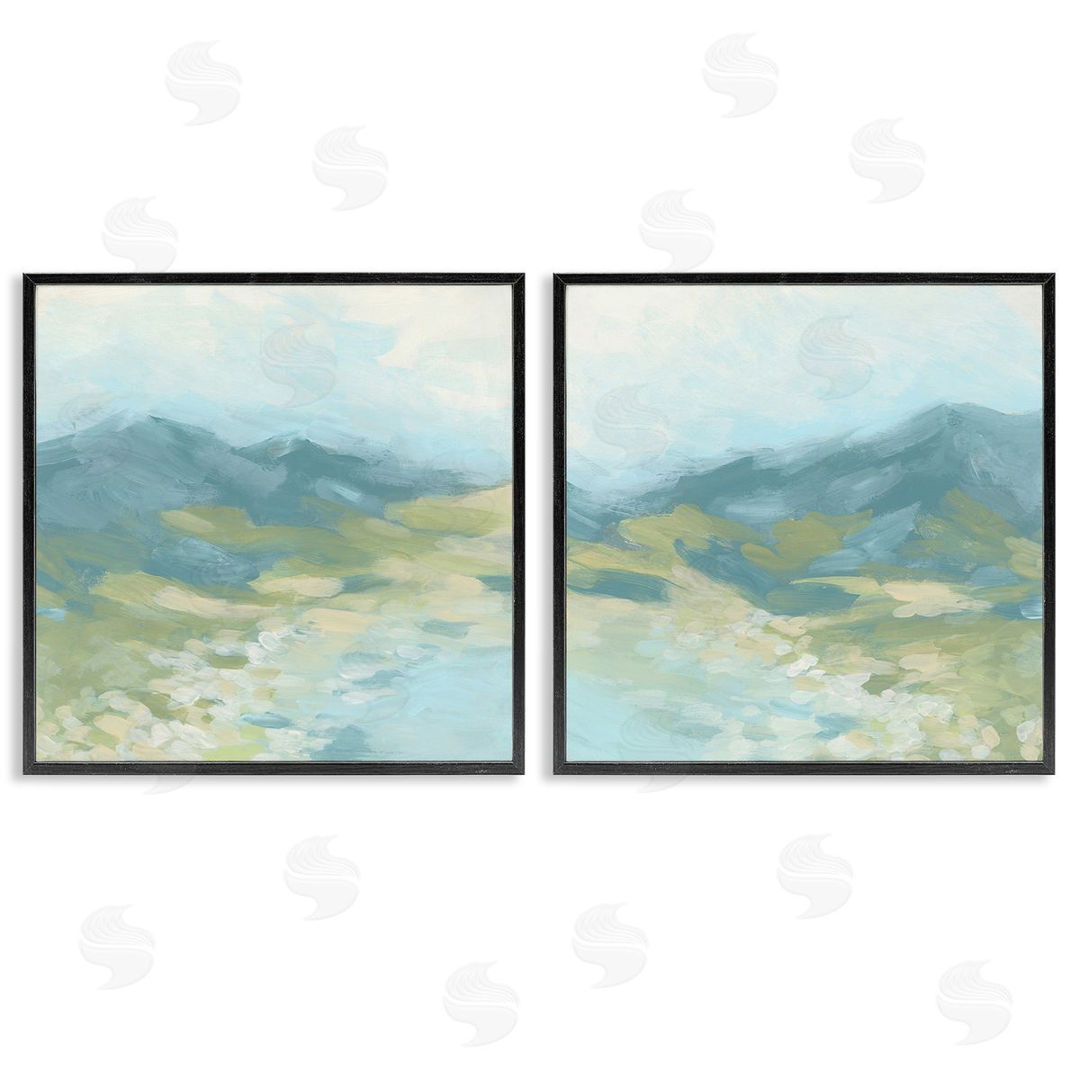 June Erica Vess Foggy Mountain Pond Black Framed Giclee Wall Art Print