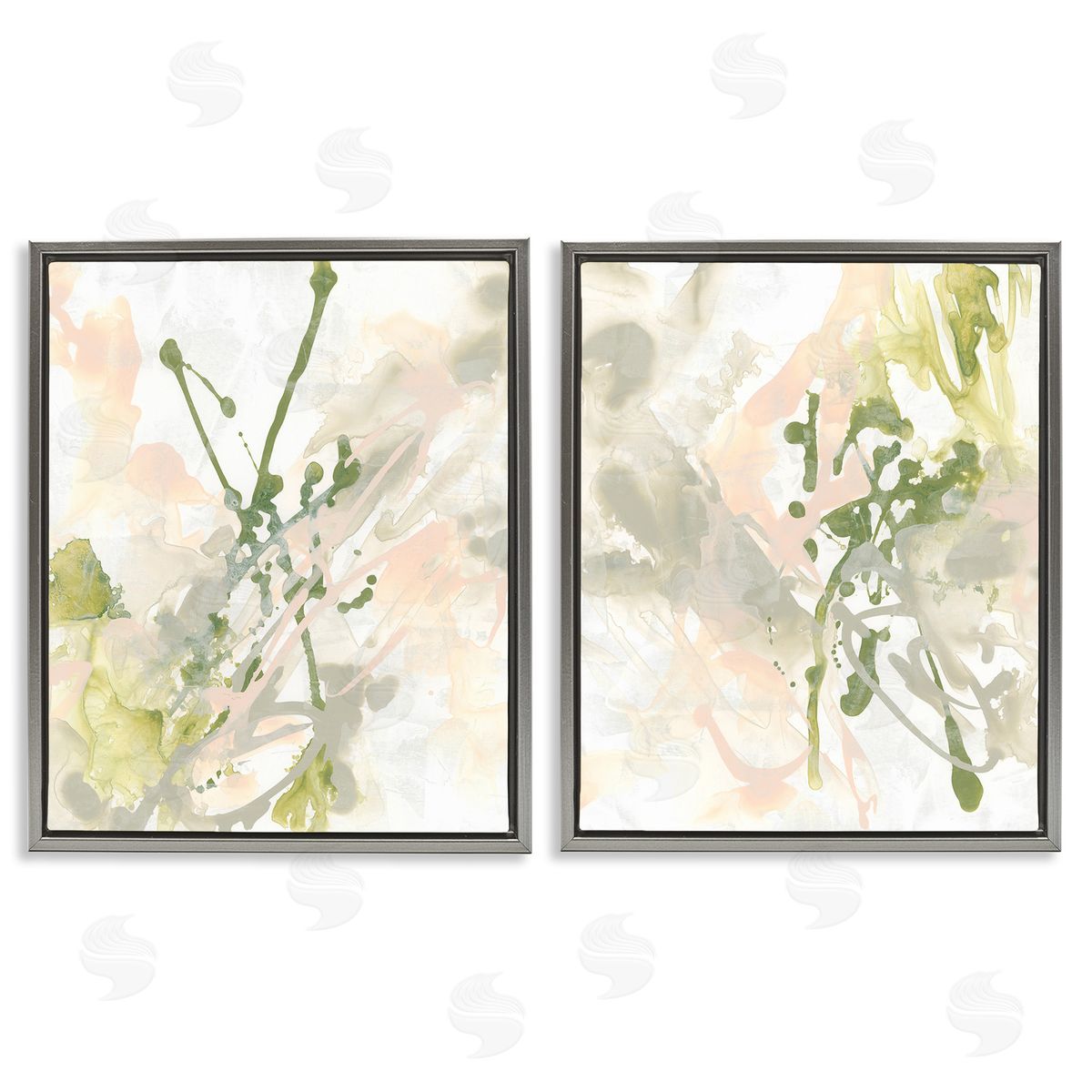 June Erica Vess Subtle Pastel Splatter Gray Floating Frame Canvas Wall Art Print