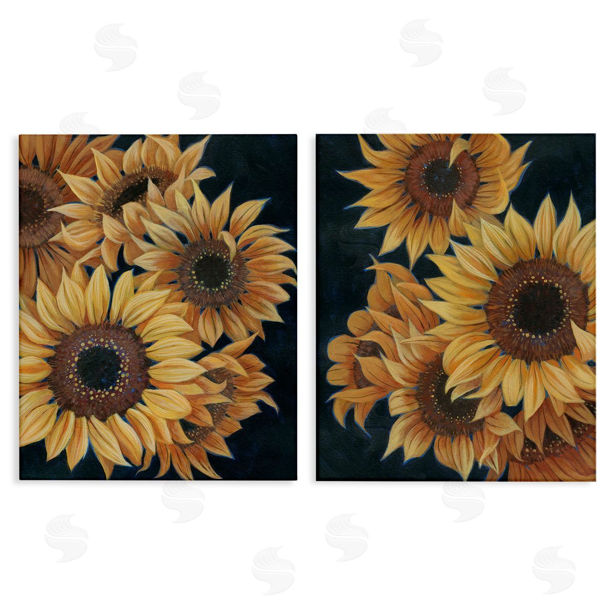 Grace Popp Sunflowers on Black Canvas Wall Art Print