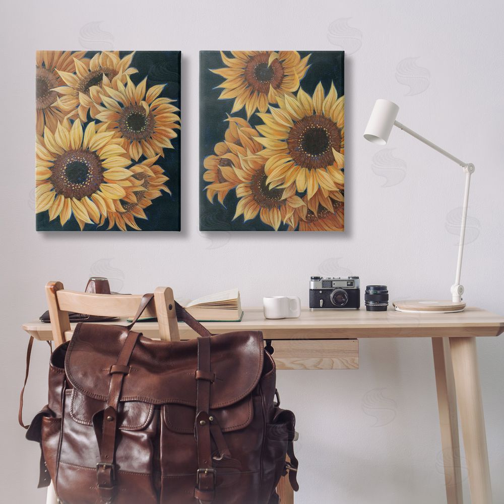Grace Popp Sunflowers on Black Canvas Wall Art Print in Room