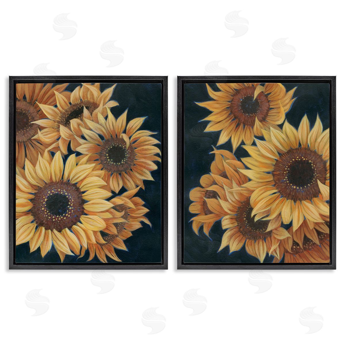Grace Popp Sunflowers on Black Black Floating Frame Canvas Wall Art Print