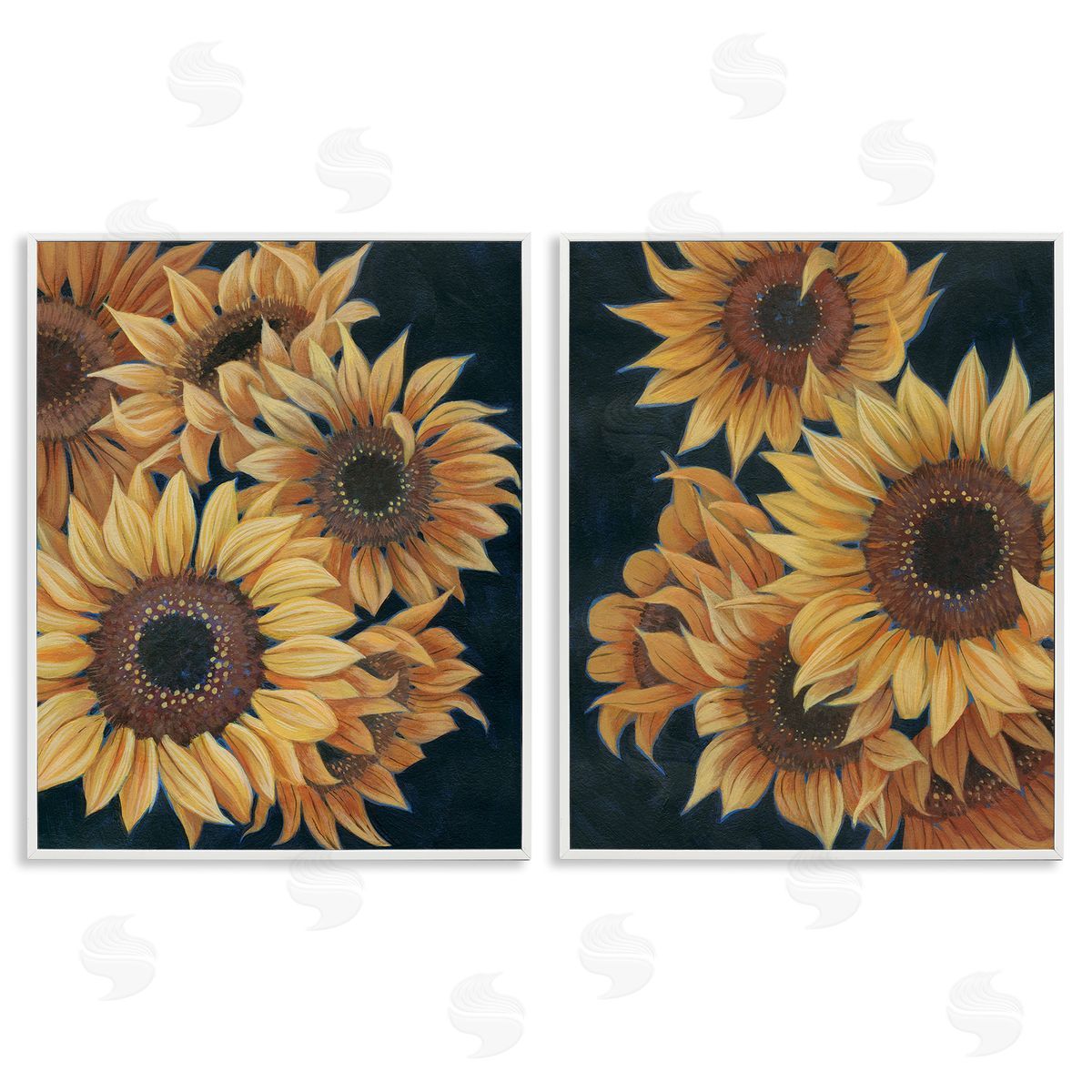 Grace Popp Sunflowers on Black White Framed Giclee Wall Art Print