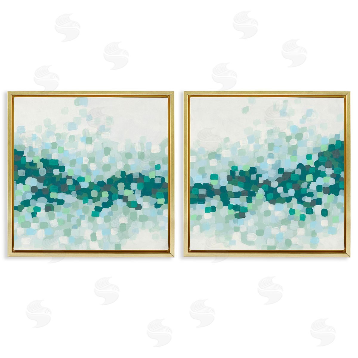 June Erica Vess Abstract Speckled Horizon Gold Floating Frame Canvas Wall Art Print