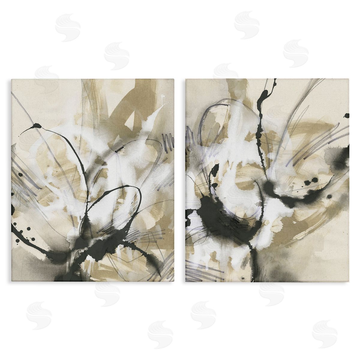 June Erica Vess Beige & Black Splatter Canvas Wall Art Print