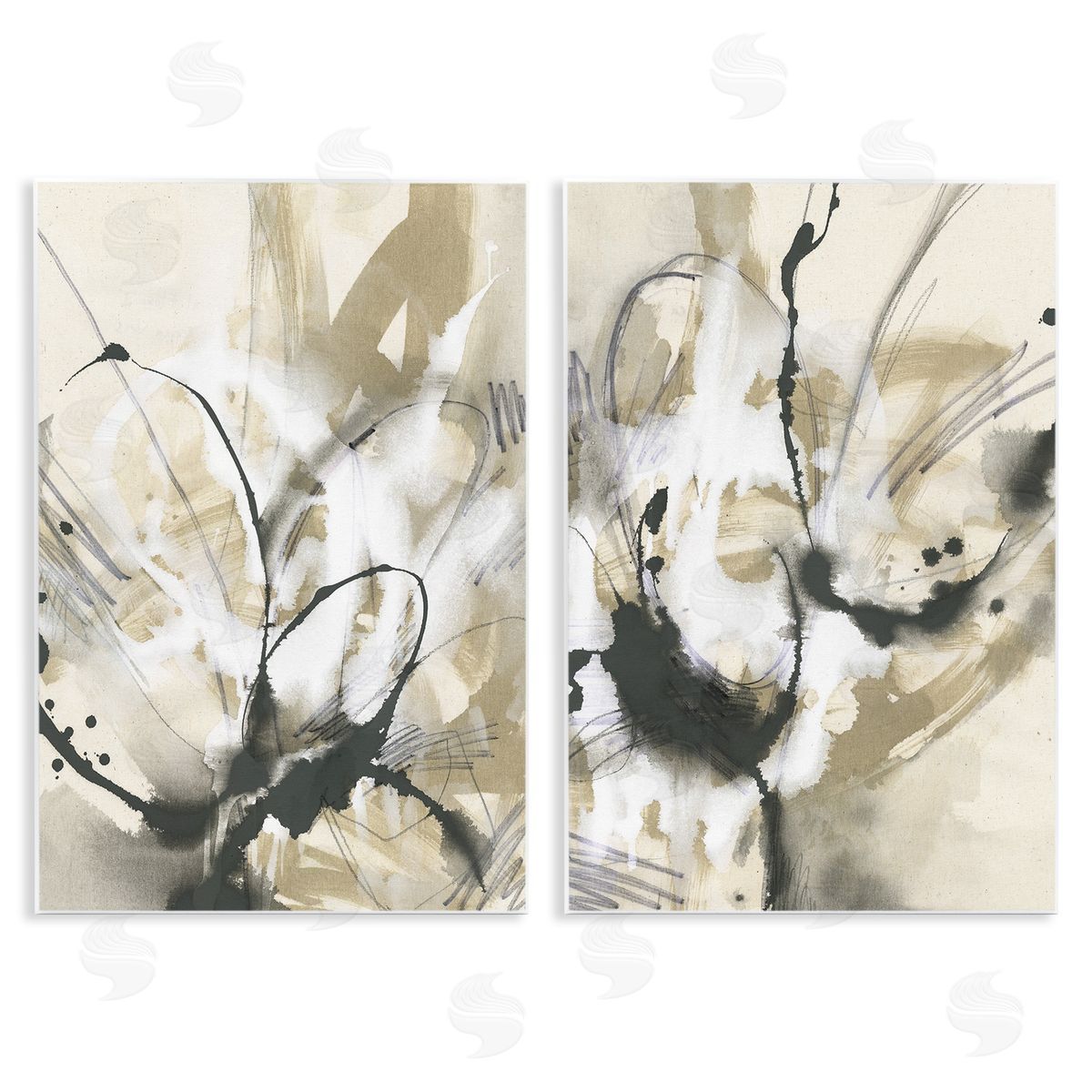 June Erica Vess Beige & Black Splatter Wooden Wall Plaque Art Print