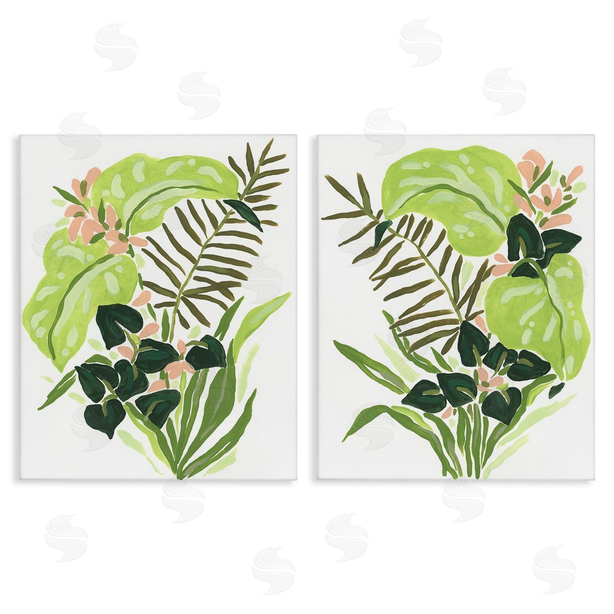 June Erica Vess Abstract Tropical Blooms Canvas Wall Art Print