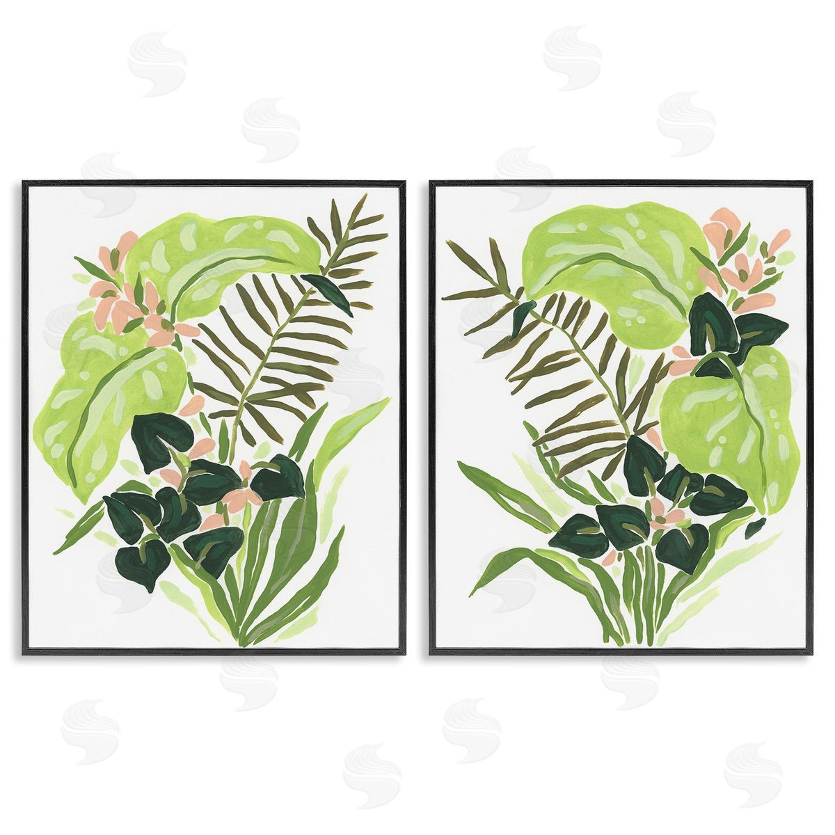 June Erica Vess Abstract Tropical Blooms Black Framed Giclee Wall Art Print