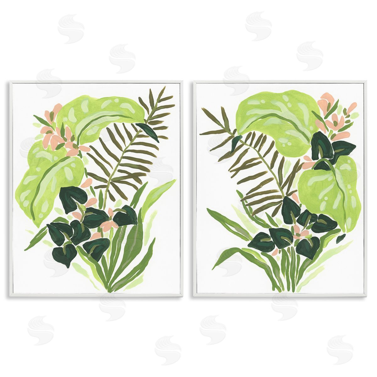 June Erica Vess Abstract Tropical Blooms White Framed Giclee Wall Art Print
