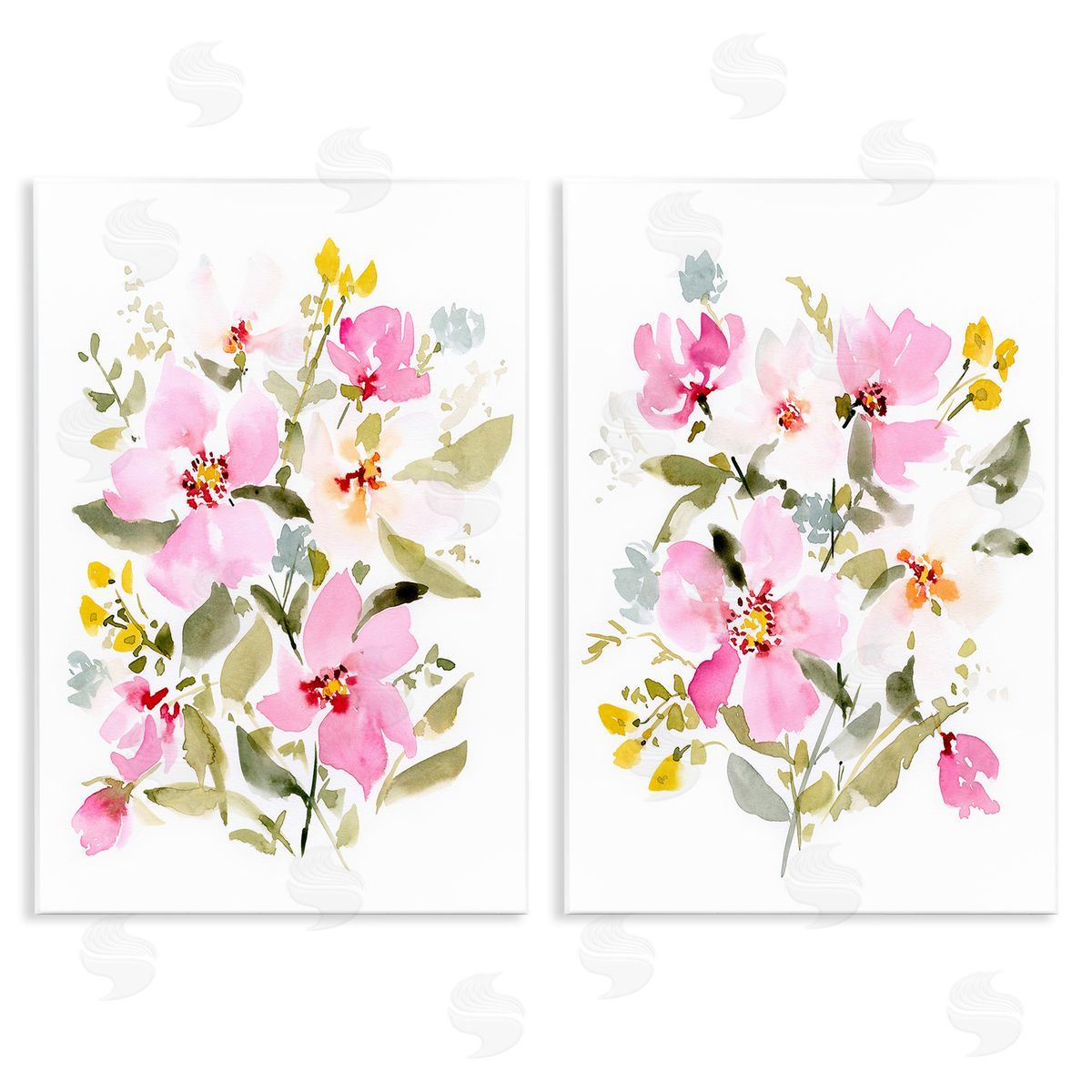 Victoria Barnes Pink Scattered Blooms Wooden Wall Plaque Art Print