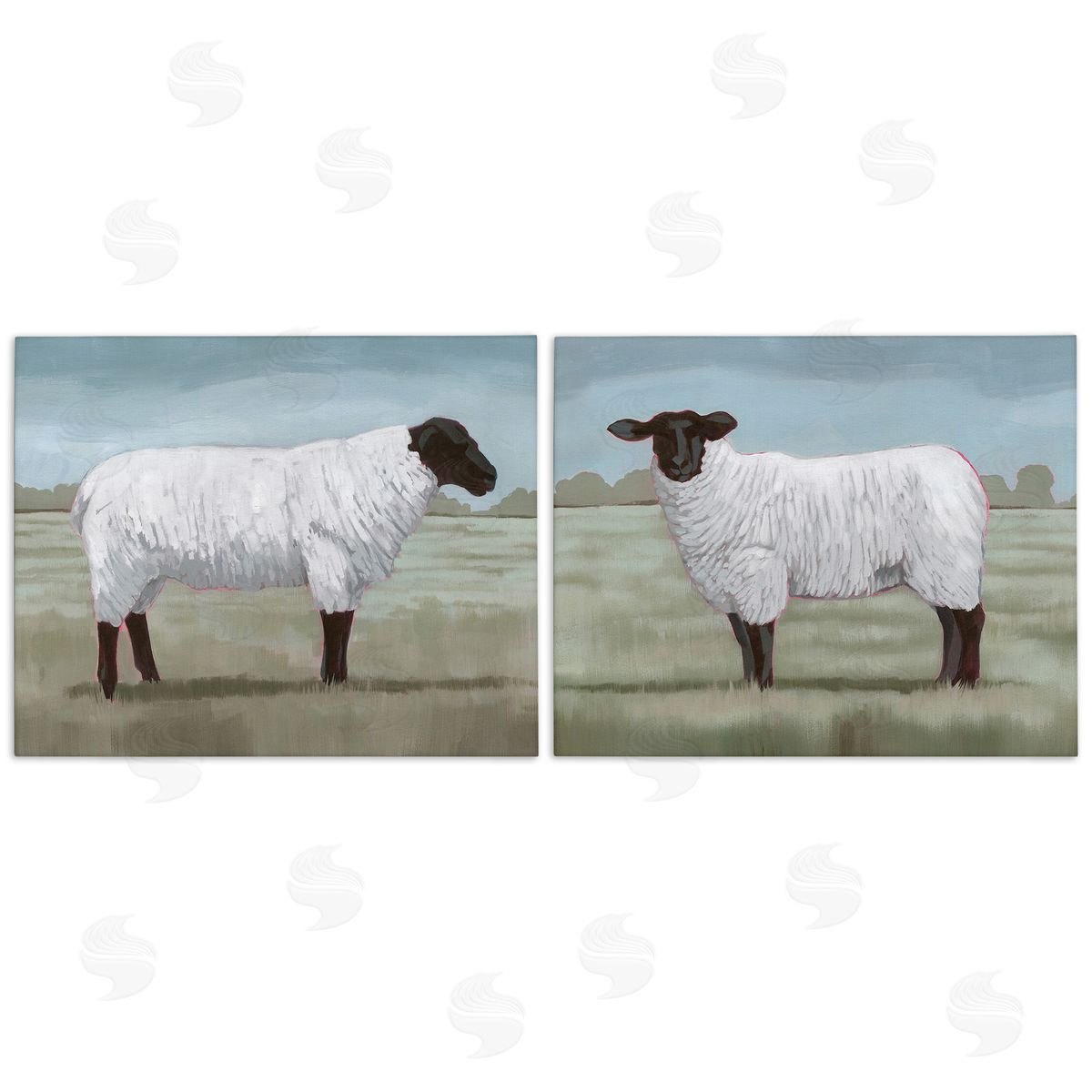 Grace Popp Sheep Duo in Pasture Canvas Wall Art Print