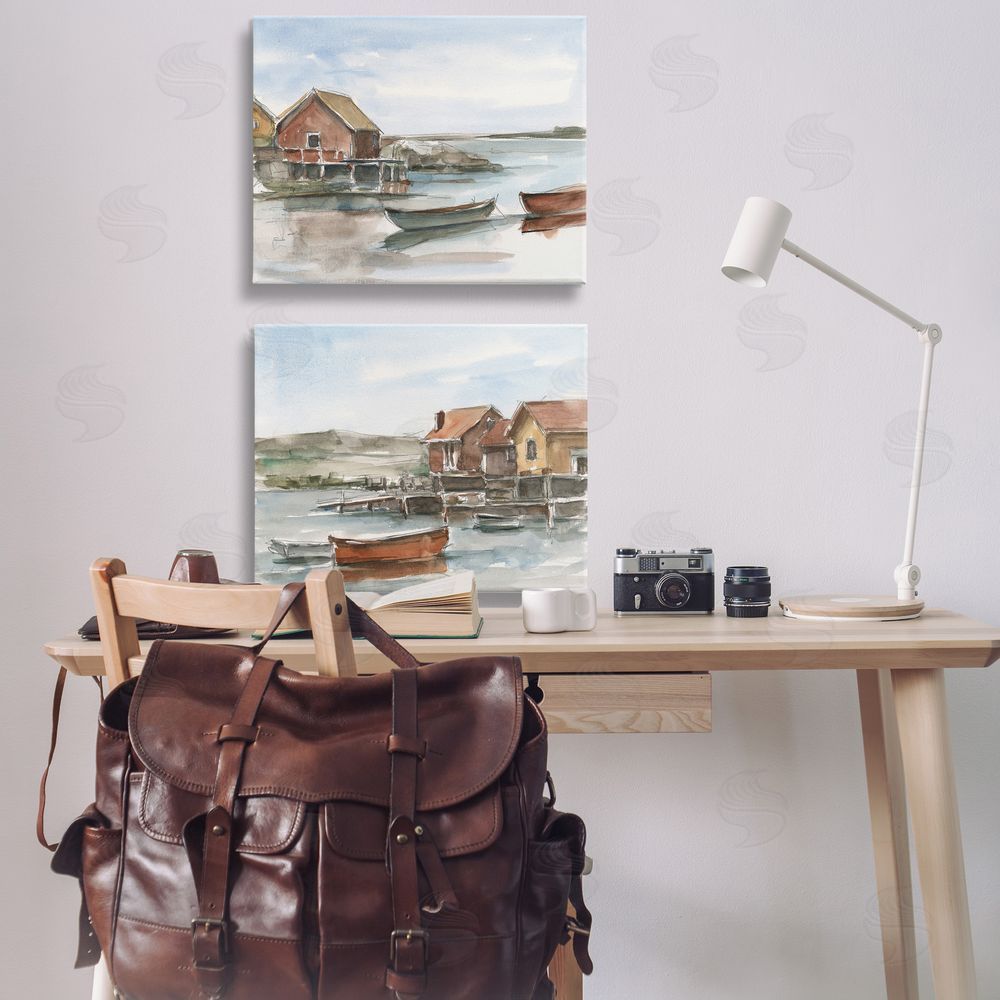 Ethan Harper Coastal Shack Landscape Canvas Wall Art Print in Room