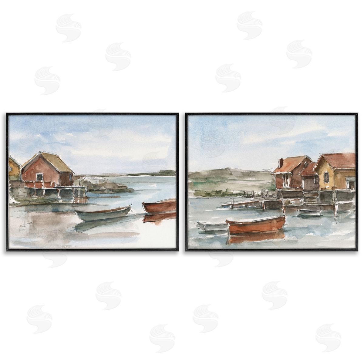 Ethan Harper Coastal Shack Landscape Black Framed Giclee Wall Art Print