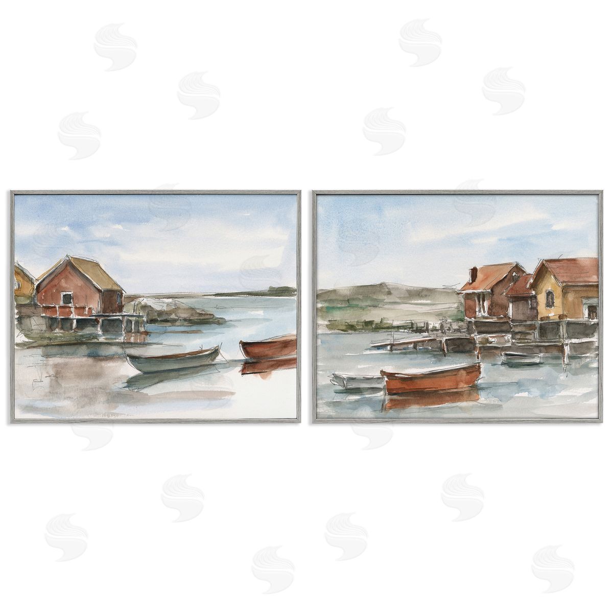 Ethan Harper Coastal Shack Landscape Gray Framed Giclee Wall Art Print