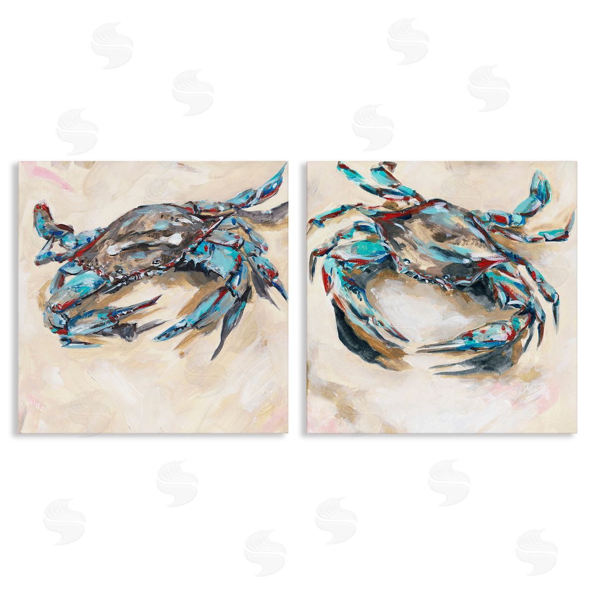 Melissa Wang Blue Crabs on Sand Canvas Wall Art Print
