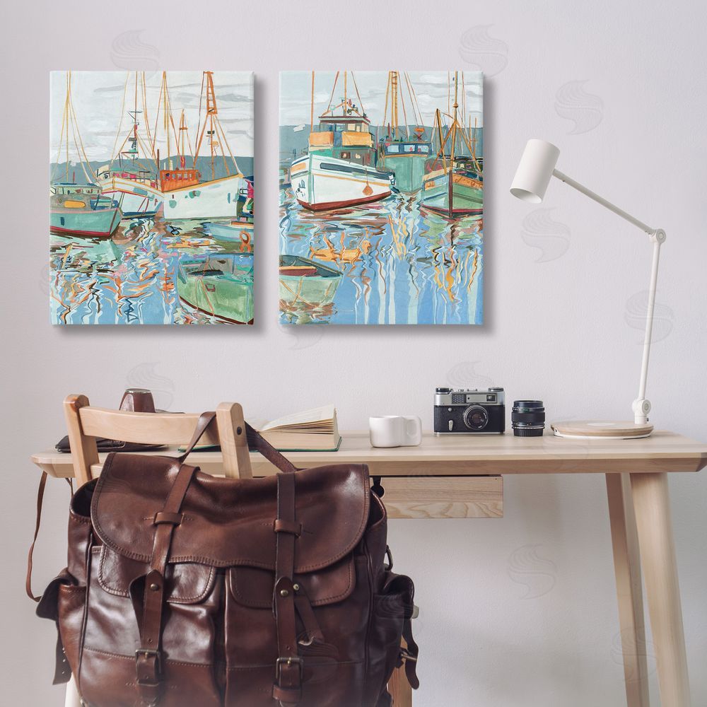 Melissa Wang Marina Ships Reflection Canvas Wall Art Print in Room
