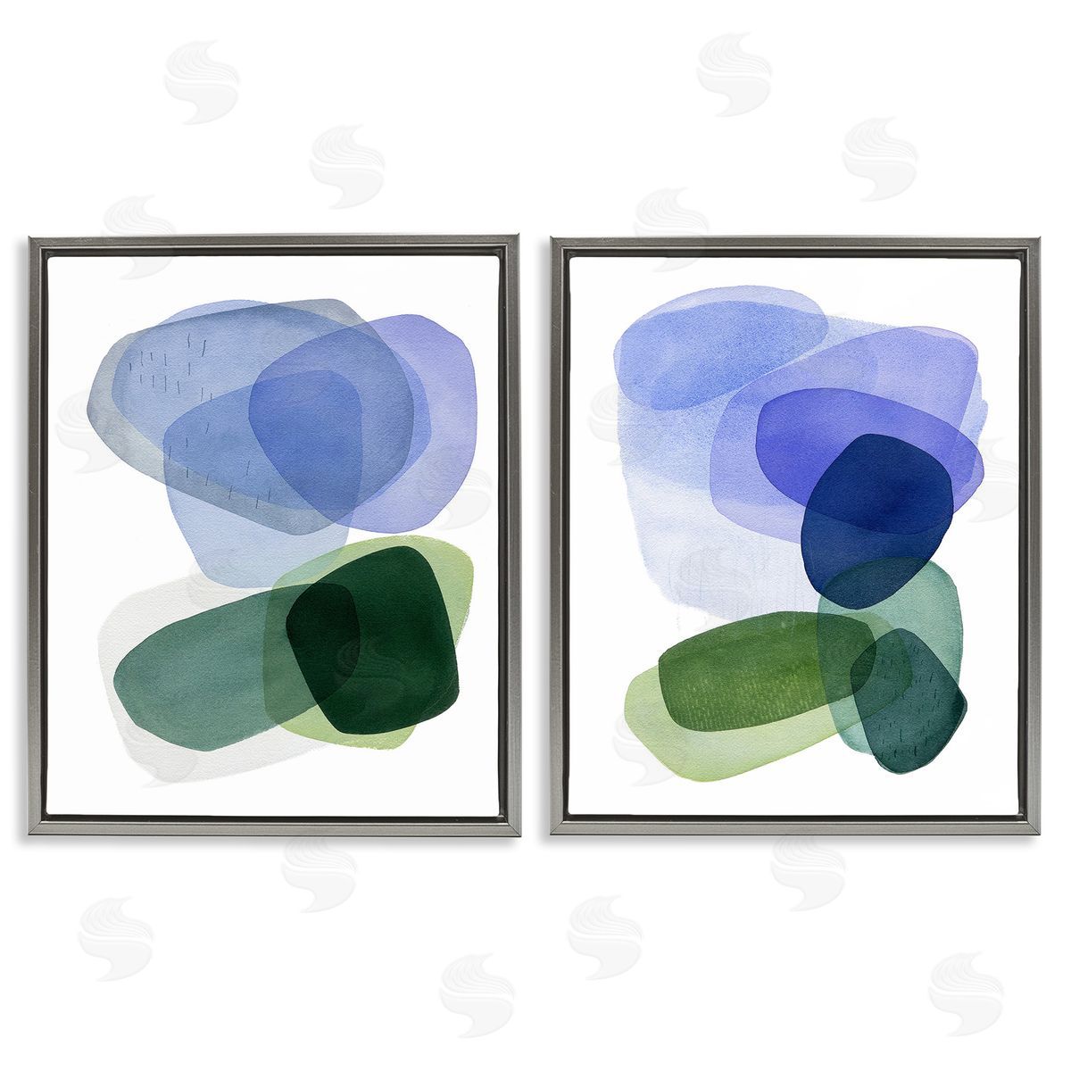 Simone Christen Minimal Oblong Shapes Gray Floating Frame Canvas Wall Art Print