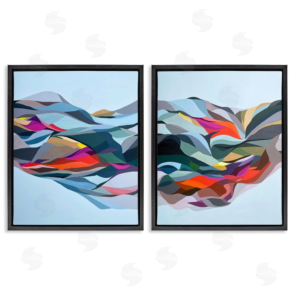 Erika Gehringer Patterned Mountain Abstraction Black Floating Frame Canvas Wall Art Print