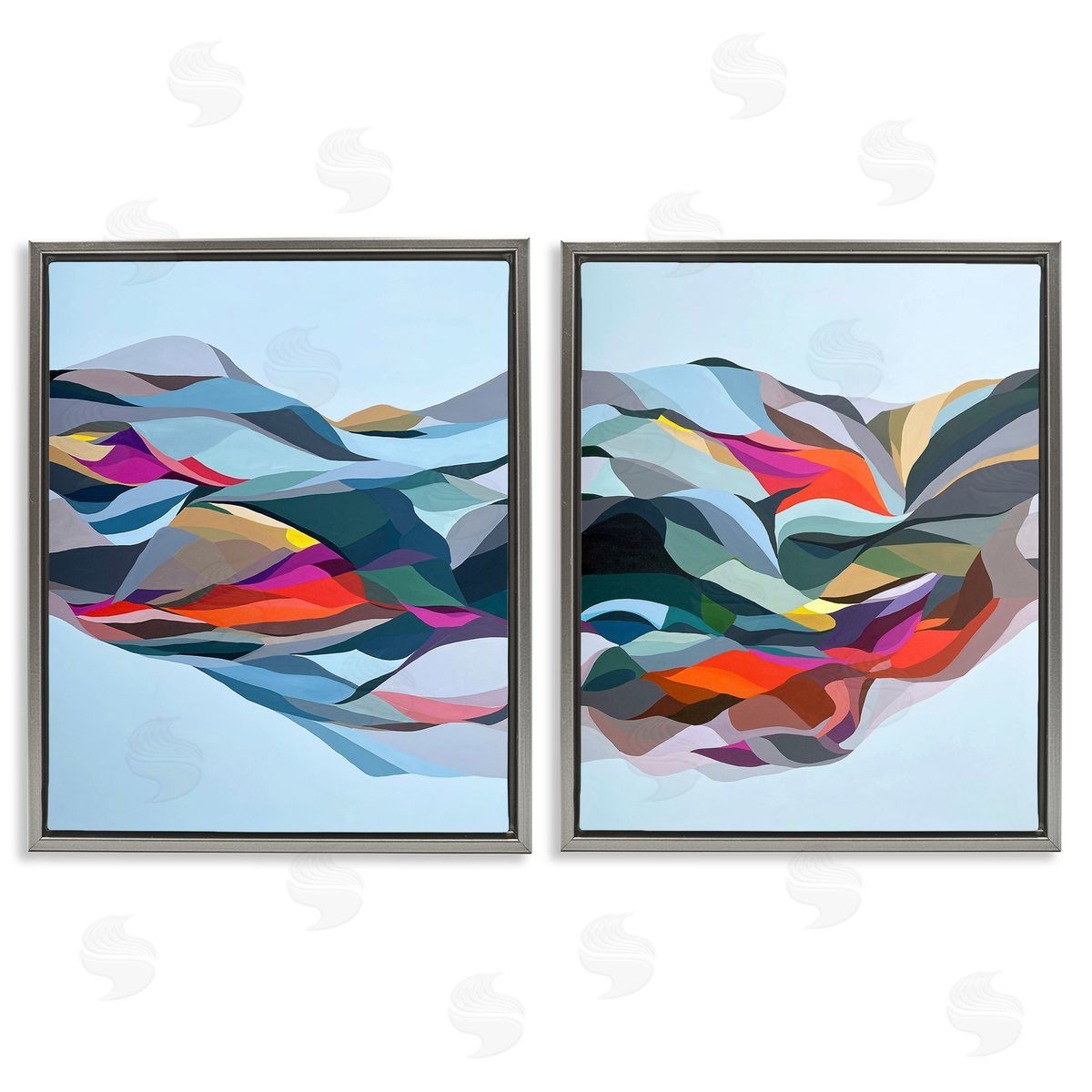 Erika Gehringer Patterned Mountain Abstraction Gray Floating Frame Canvas Wall Art Print