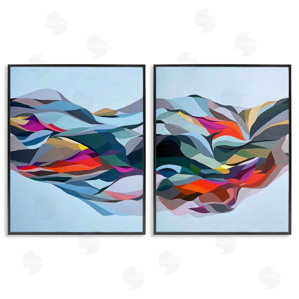 Erika Gehringer Patterned Mountain Abstraction Black Framed Giclee Wall Art Print