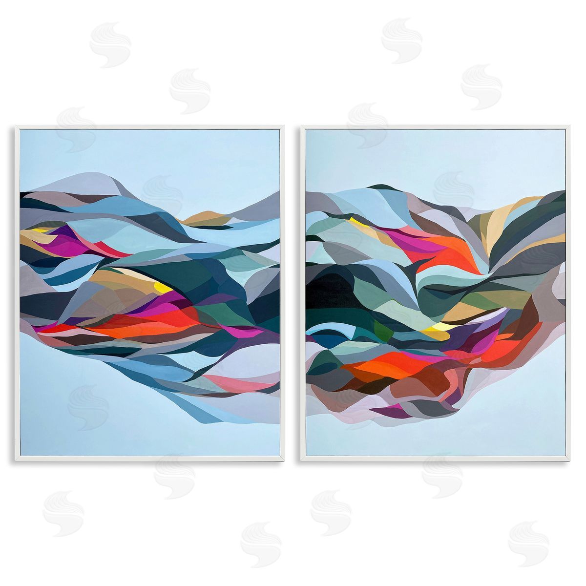 Erika Gehringer Patterned Mountain Abstraction White Framed Giclee Wall Art Print