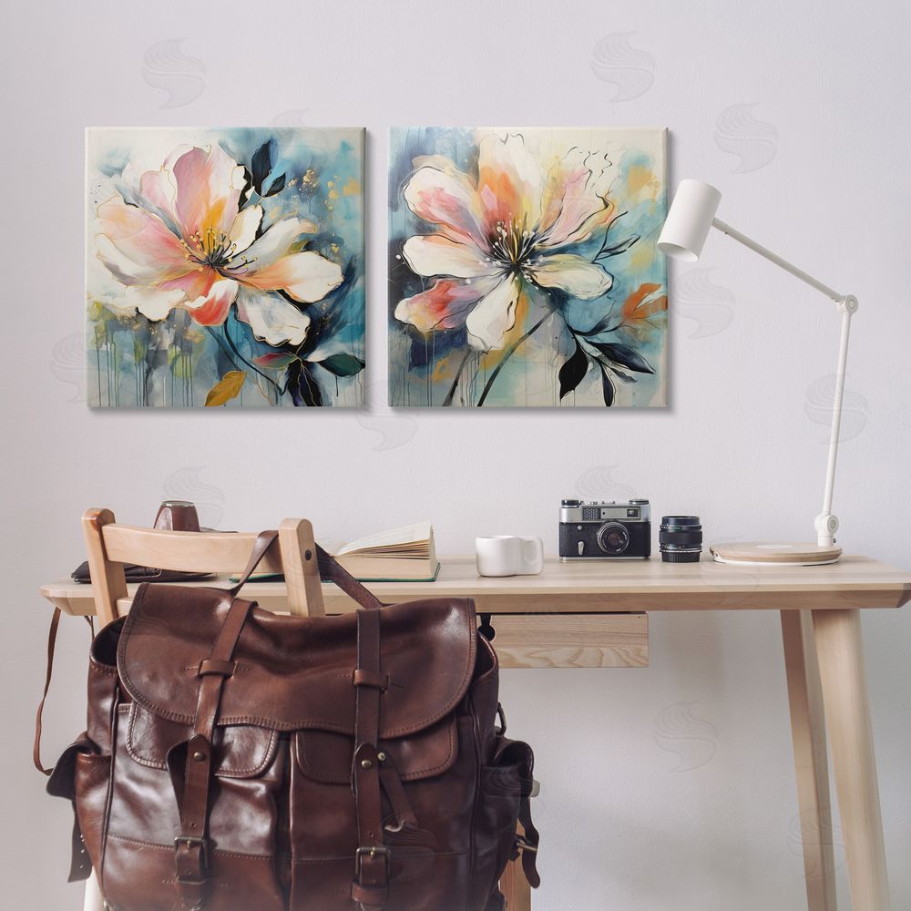 Lazar Studio Modern Dripping Blooms Canvas Wall Art Print in Room